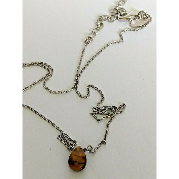 Lia Sophia Boulevard Tigers Eye Silver Tone Necklace 16-19" - Picture 5 of 6